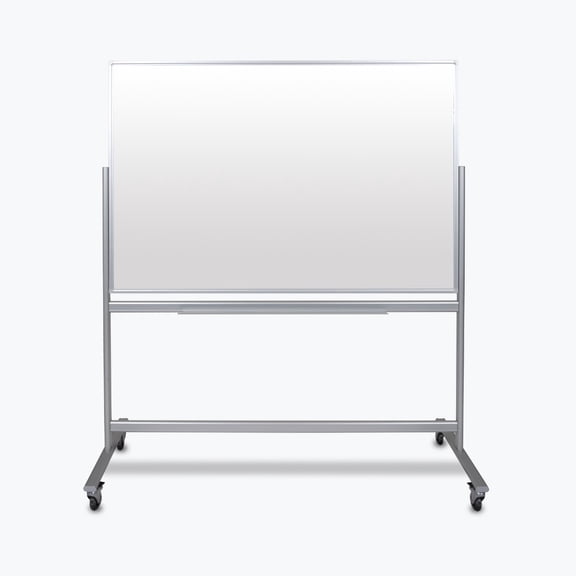 Luxor 60"W x 40"H Double-Sided Mobile Magnetic Glass Marker Board