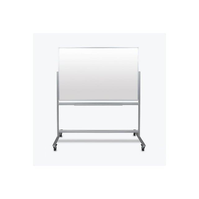 Luxor 60"W x 40"H Double-Sided Mobile Magnetic Glass Marker Board