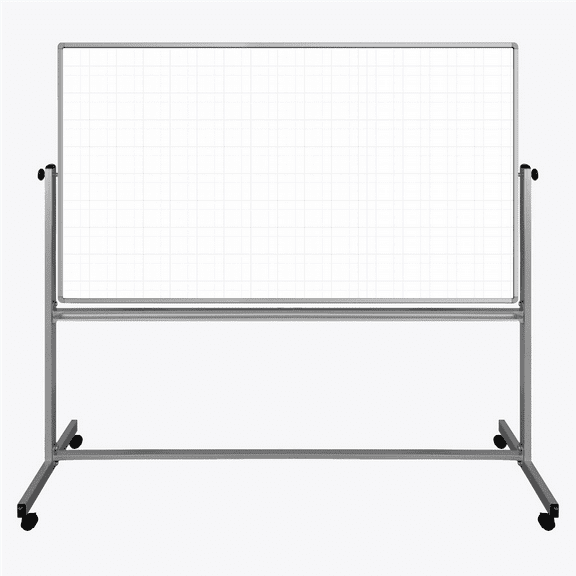 Luxor 72” x 40” Mobile Magnetic Double-Sided Ghost Grid Whiteboard - White