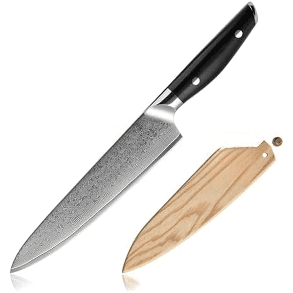 Luxor 8 Inch Chef Knife, Damascus Kitchen Knife, VG10 High Carbon Stainless Steel Japanese Chefs Knife with Wood Sheath$$Home Decor, Kitchen, & Other