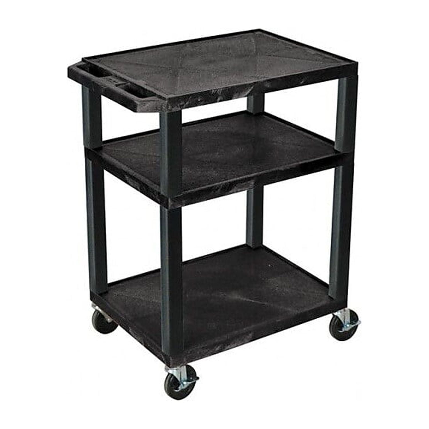 Black 3-Shelf Rolling Utility Cart with Electric Outlet