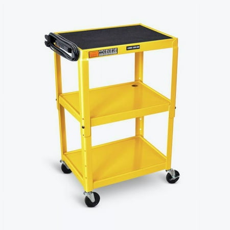 Luxor Adjustable Height Yellow Metal AV Cart