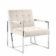 thumbnail image 1 of Luxor Beige Velvet Modern Accent Chair in Silver, 1 of 7