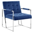 thumbnail image 1 of Luxor Blue Velvet Modern Accent Chair in Silver, 1 of 6