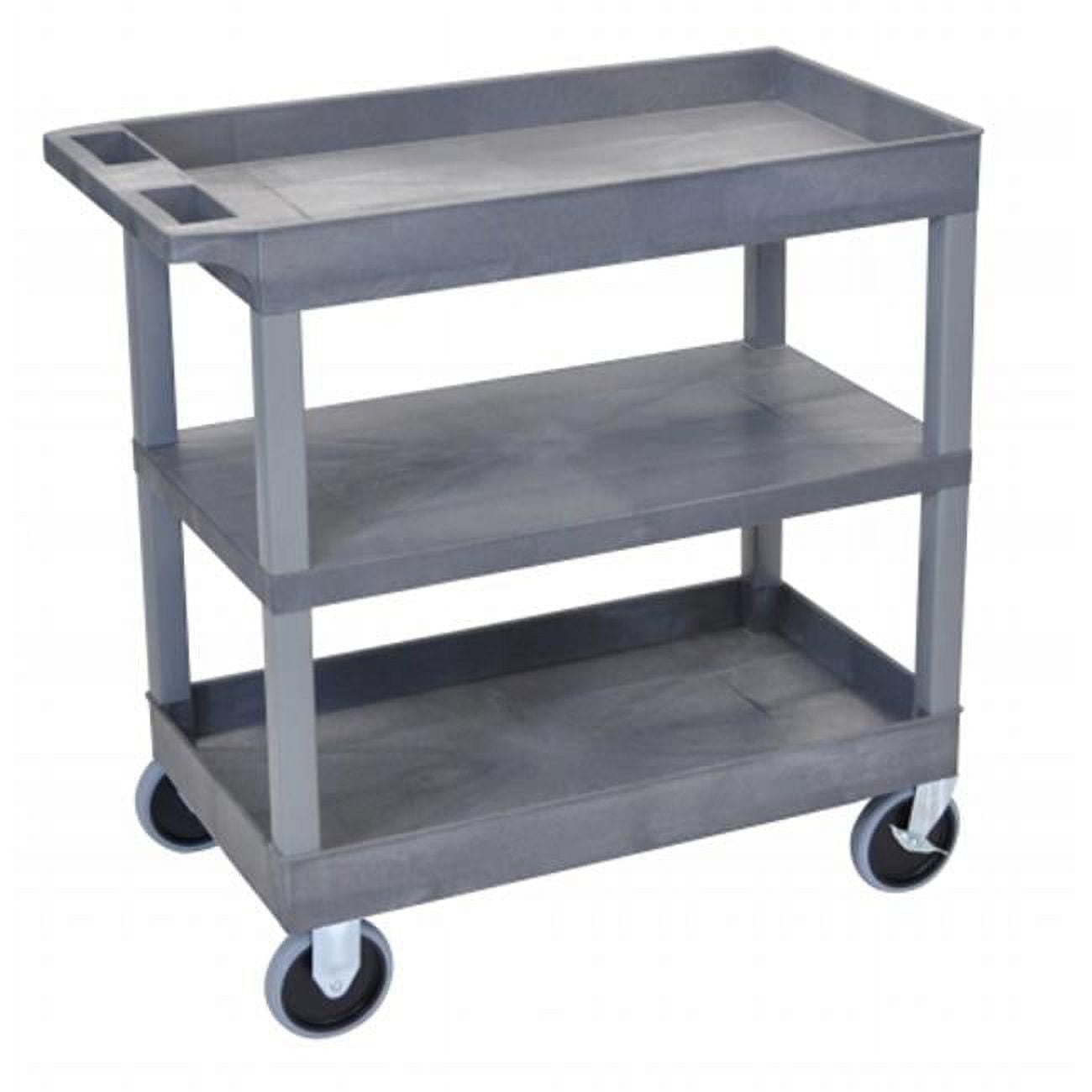 Luxor Gray EC121HD 18x32 Cart with 2 Tub Shelves and 1 Flat Shelf ...