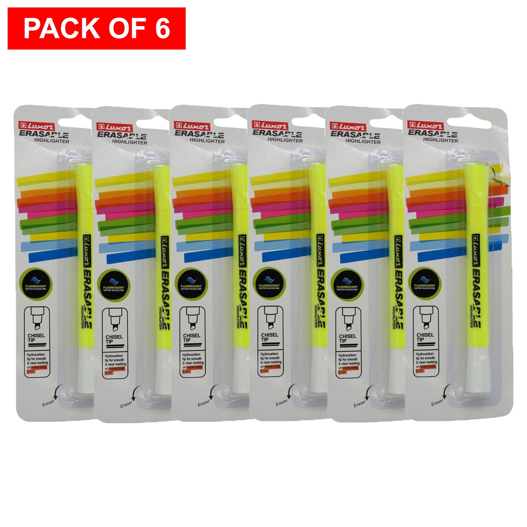 Luxor Erasable Highlighter (Pack of 6) - Walmart.com