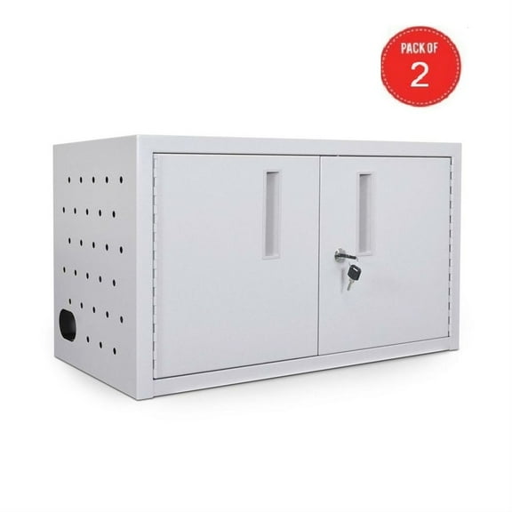 Luxor LLTMW16-G 16" Padded Interior Rubber Coated Dividers Tablet Wall/Desk Charging Box (pack of 2)