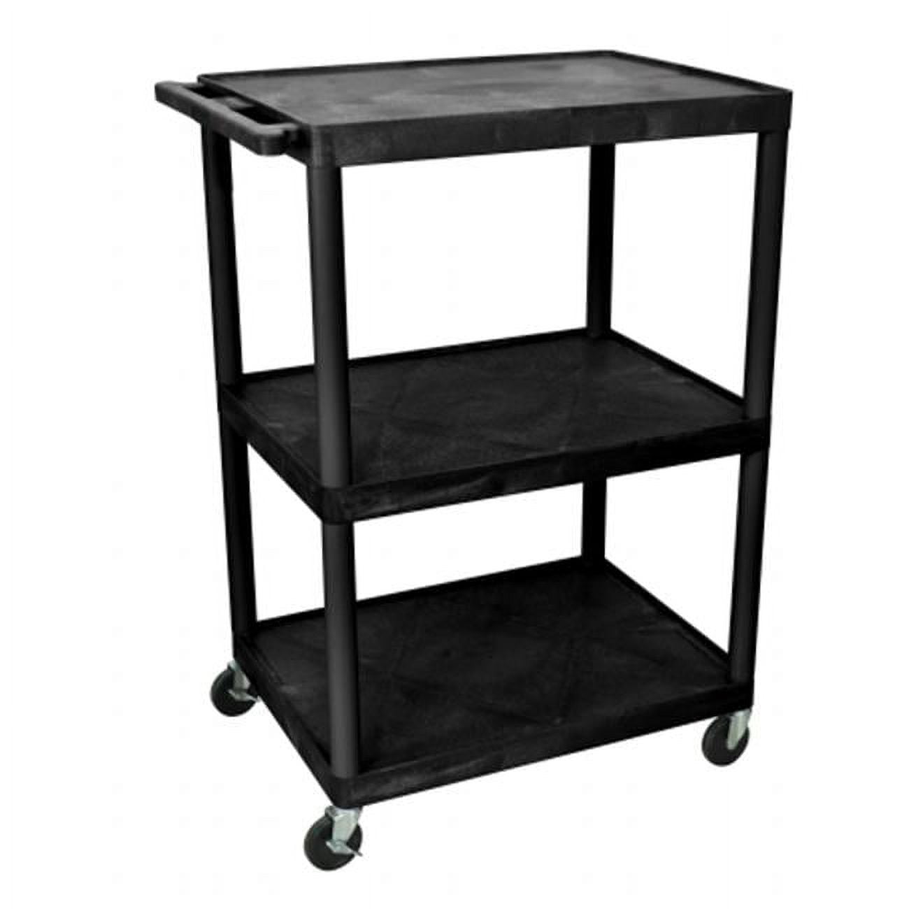 Luxor Black 48" Tall AV Cart with Electric Shelves