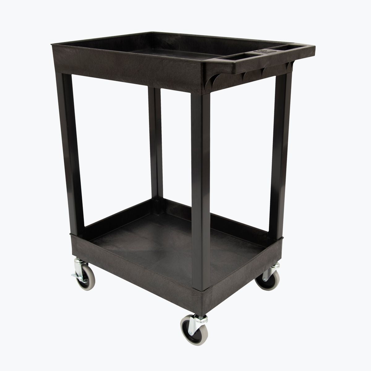 Black High-Density Polyethylene 2-Shelf Utility Cart