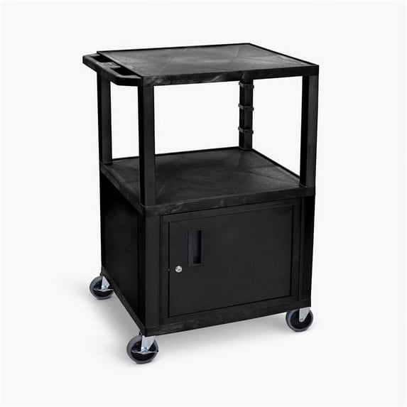 Luxor LUXWT42C2 3 Shelves & Cabinet with 400 lbs Capacity AV Cart