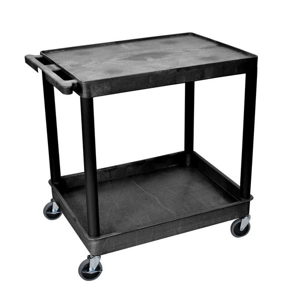 Luxor Large Flat-Top and Tub-Bottom Shelf Black Cart