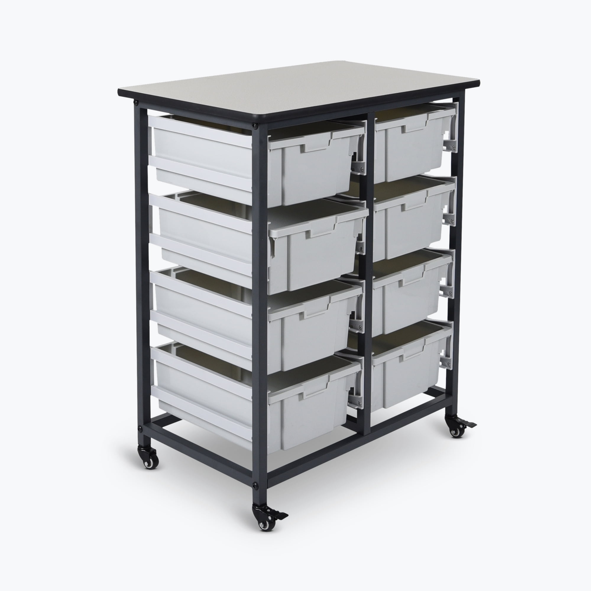 LUXOR MBS-DR-8L Mobile Bin Storage Unit - Double Row with Large Gray ...