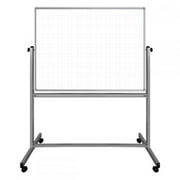 Luxor Magnetic Ghost Grid Rolling Whiteboard, 48" x 36", Silver Aluminum Frame