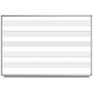 Luxor Magnetic Music Staff Wall-Mounted Dry Erase Whiteboard, 72" x 48", Silver Aluminum Frame