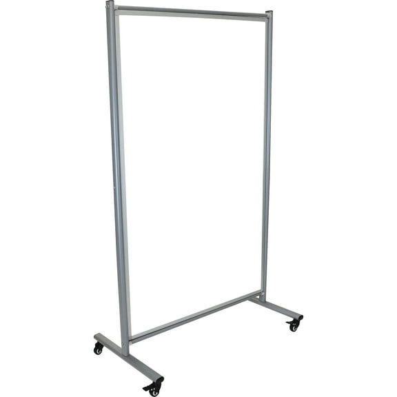 Luxor Magnetic Rolling Whiteboard Room Divider, 39" x 64", Silver Aluminum Frame