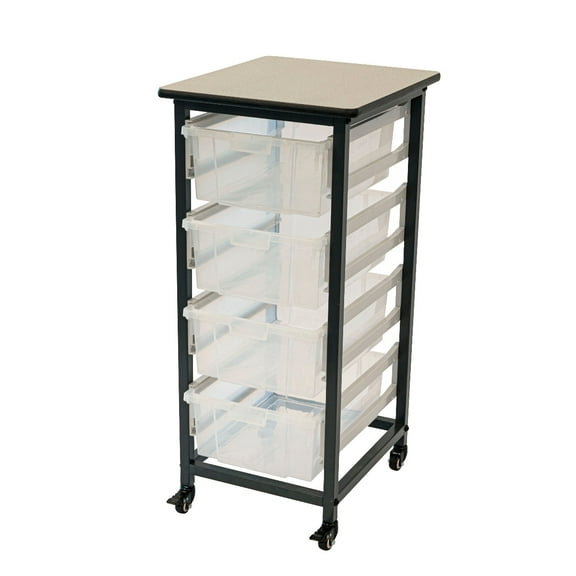 LUXOR MBS-SR-4L-CL Mobile Bin Storage Unit - Single Row with Large Clear Bins