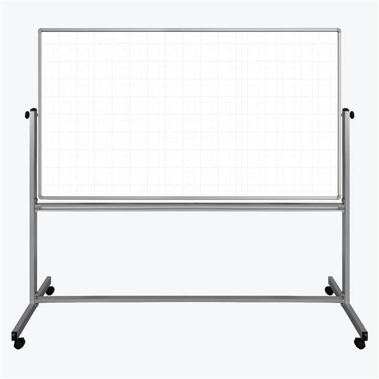 Luxor Mobile Magnetic Double-Sided Ghost Grid Whiteboard - White - 72 x 40 in.