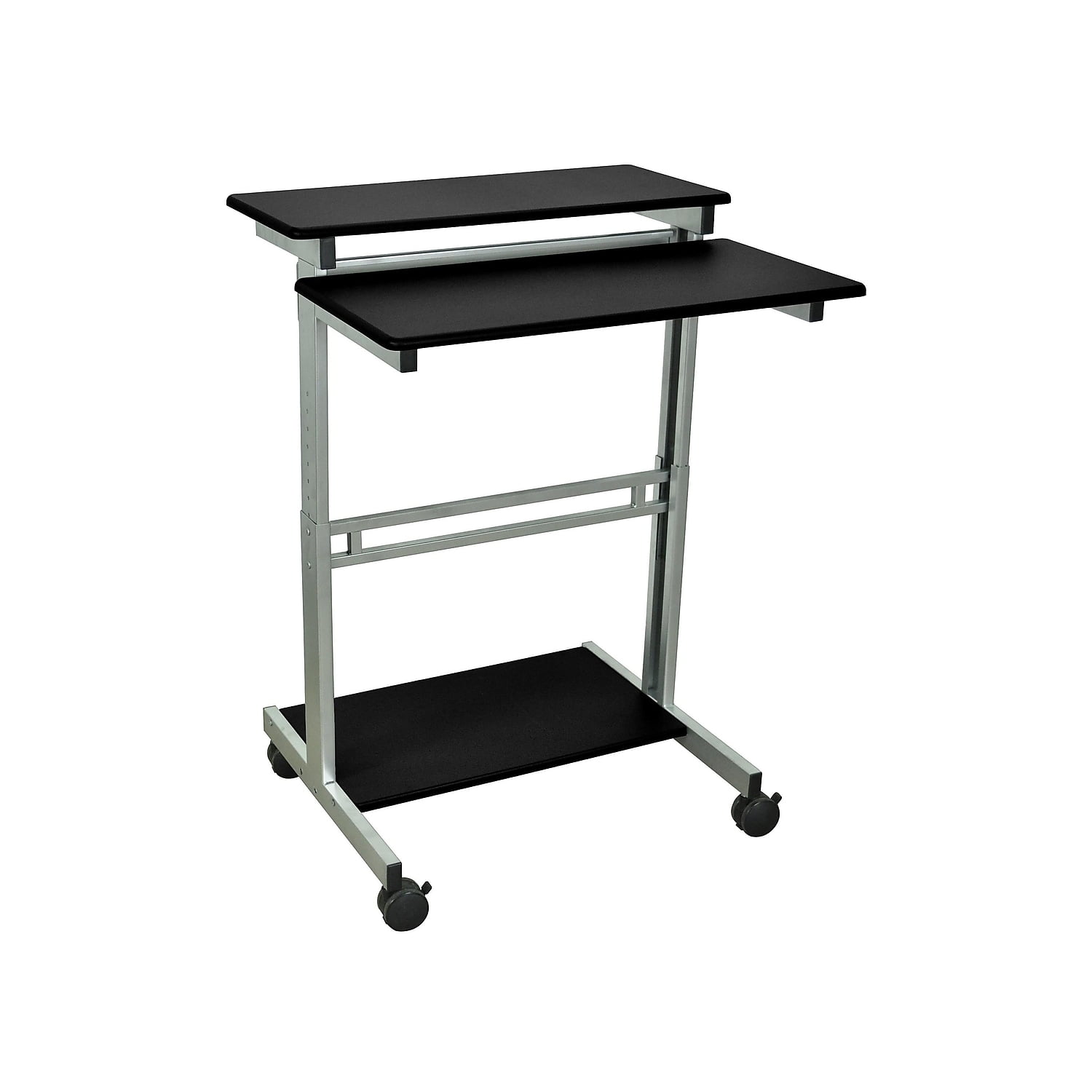 AdjustaFlex 31.5" Black Steel Mobile Workstation with Dual Shelves