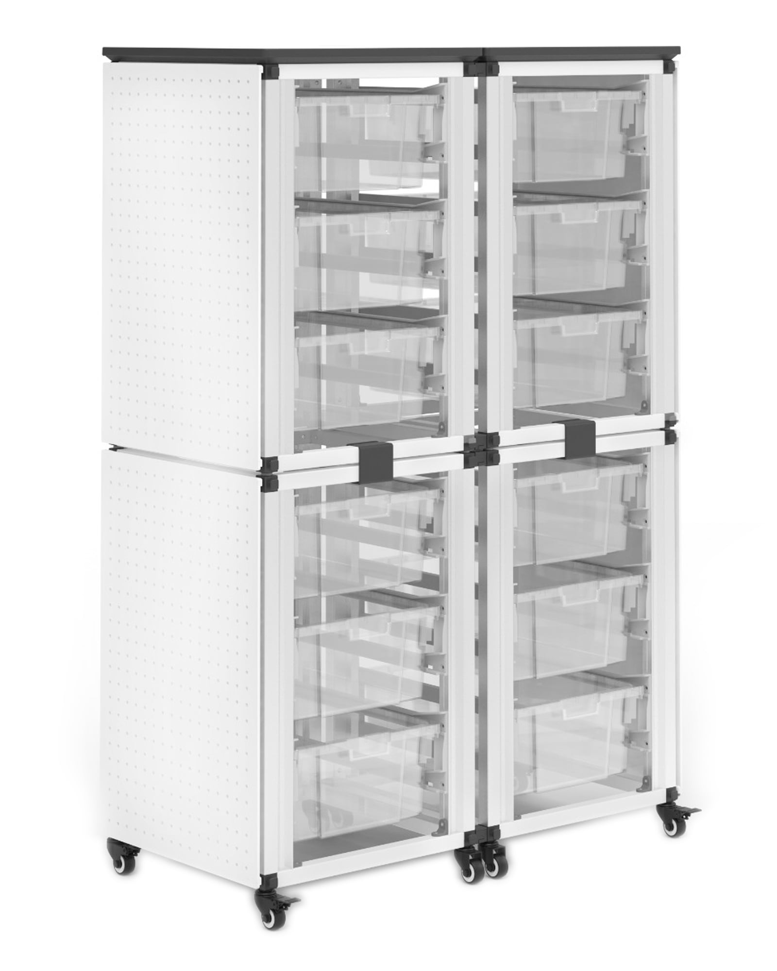 Luxor Modular Classroom Storage Cabinet - 2 Stacked Modules With 12 Small Bins (LUX-MBS-STR-12-12S)