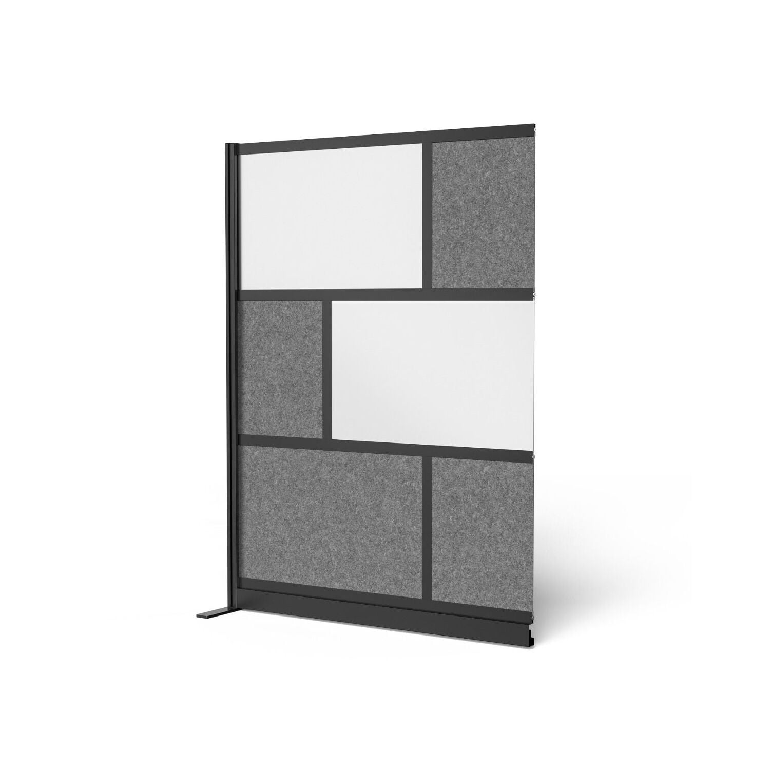 Luxor Modular Wall Room Divider System - Black Frame - 53" x 70" Add-On Wall - Whiteboard