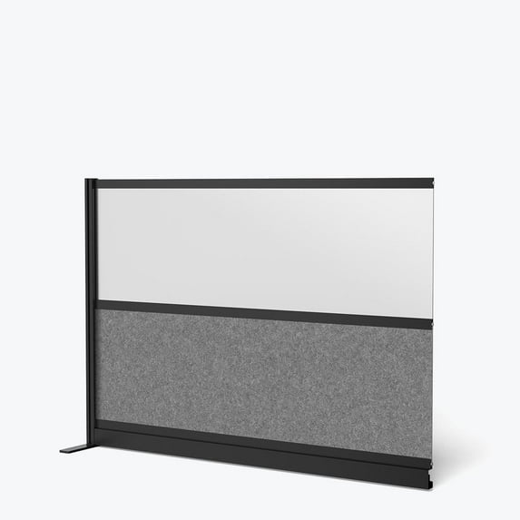 Luxor Expanse Modular Wall Room Divider System - Black Frame - 70" x 48" Wide Panel Add-On Wall, Freestanding