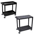 thumbnail image 1 of Luxor Multipurpose 2 Flat Shelves Storage Utility Cart with 2 Shelves Multipurpose Storage Plastic Tub Utility Cart - Black, 1 of 3