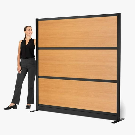 Luxor Beechwood Aesthetic Modular Wall Room Divider System - 70" W x 70" H, Freestanding