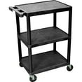 thumbnail image 1 of Luxor Plastic Utility Cart w/3 Shelves 300 lb. Capacity 24""L x 18""W x 34""H Bl, 1 of 3