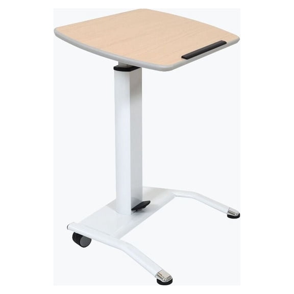 Luxor LX-PNADJ-LW Pneumatic Adjustable-Height Lectern/Mobile Standing Desk - Light Wood