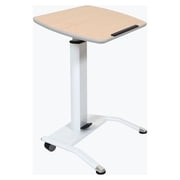 Luxor LX-PNADJ-LW Pneumatic Adjustable-Height Lectern/Mobile Standing Desk - Light Wood
