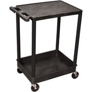 Luxor STC21-B Shelf Utility Cart Plastic, Black Plastic, 2 Shelves