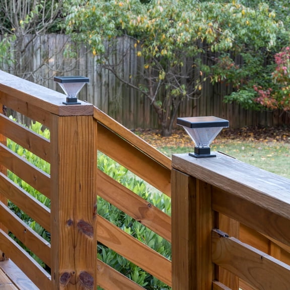 Luxor Solar Post Cap Light for 4 x 4 and 5 x 5 Post Solar LED Cap Light with 2700K Warm White with Hi/Lo Mode for Wood and Vinyl Fence (2-Pack, Black)