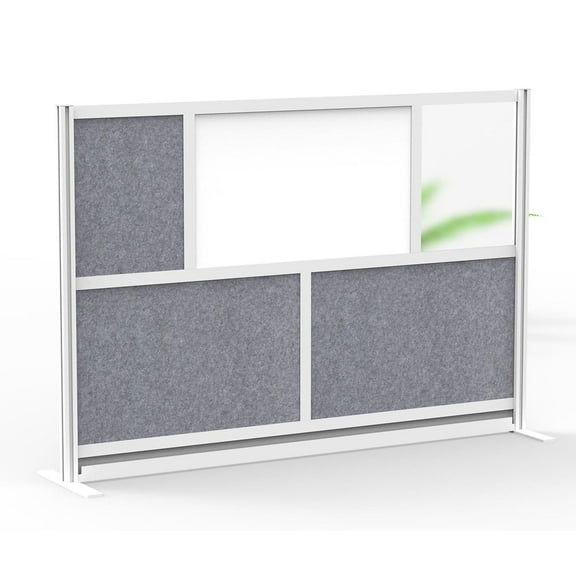 Luxor Workflow Modular Wall Room Divider System - Silver Frame - 70" x 48" Starter Wall with Whiteboard, Freestanding