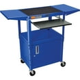 thumbnail image 1 of Luxor Adjustable Height Blue Metal A/V Cart w/ Pullout Keyboard Tray, Cabinet & 2 Drop Leaf Shelves, 1 of 4