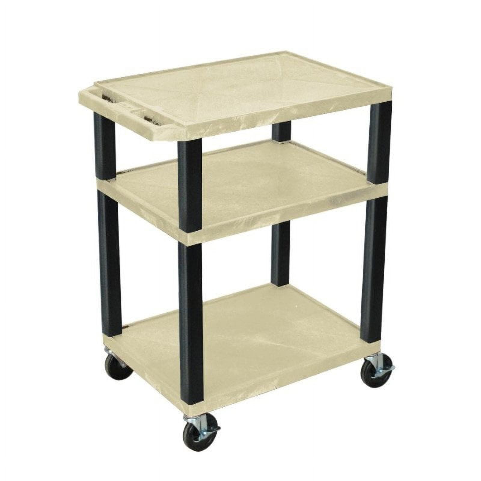 Luxor Tuffy Putty 3 Shelf AV Cart w/ Black Legs & Electric