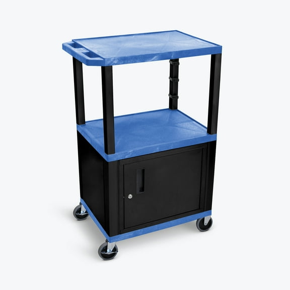 Luxor WT42BUC2-B 42 in. 3 Shelves AV Cart with Cab Black Legs, Blue