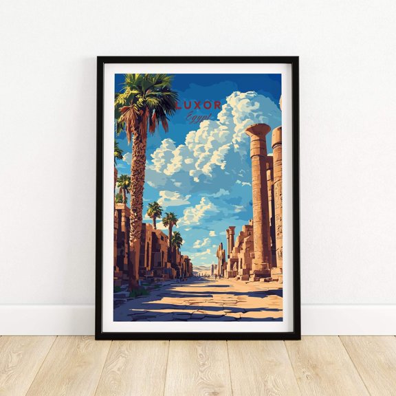 Luxor Wall Art Print Travel Poster Luxor Wall Decor Luxor Art Lovers Gift Luxor Egypt Illu