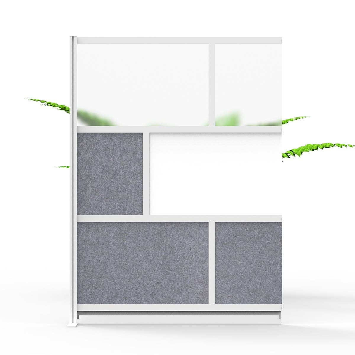 Luxor Workflow Modular Wall Room Divider System - Silver Frame - 53" x 70" Add-On Wall with Whiteboard, Freestanding