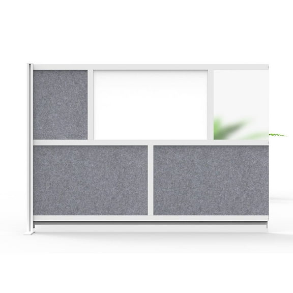 Luxor Workflow Modular Wall Room Divider System - Silver Frame - 70" x 48" Add-On Wall with Whiteboard, Freestanding