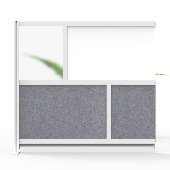 Luxor Workflow Modular Wall Room Divider System - Silver Frame - 53" x 48" Add-On Wall with Whiteboard, Freestanding