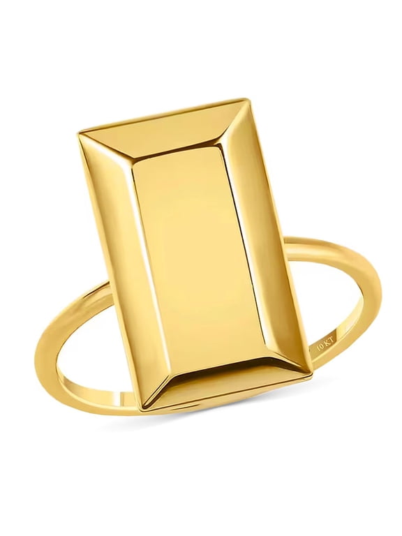 LUXURO 10K Solid Yellow Gold Bar Ring for Women Size - 9