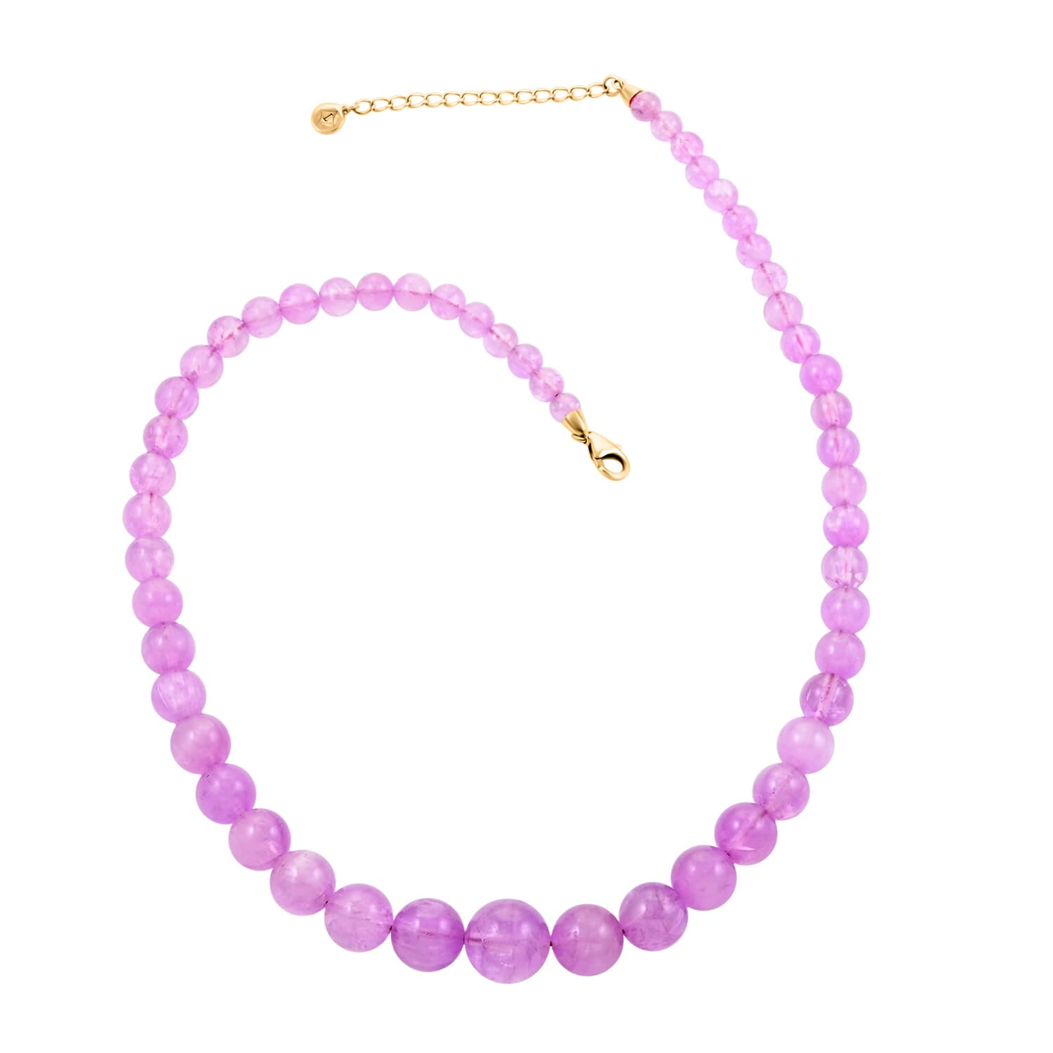 SHOP LC LUXORO Kunzite Round Beads 14K Yellow Gold Beaded Necklace Size 18-20" Ct 246