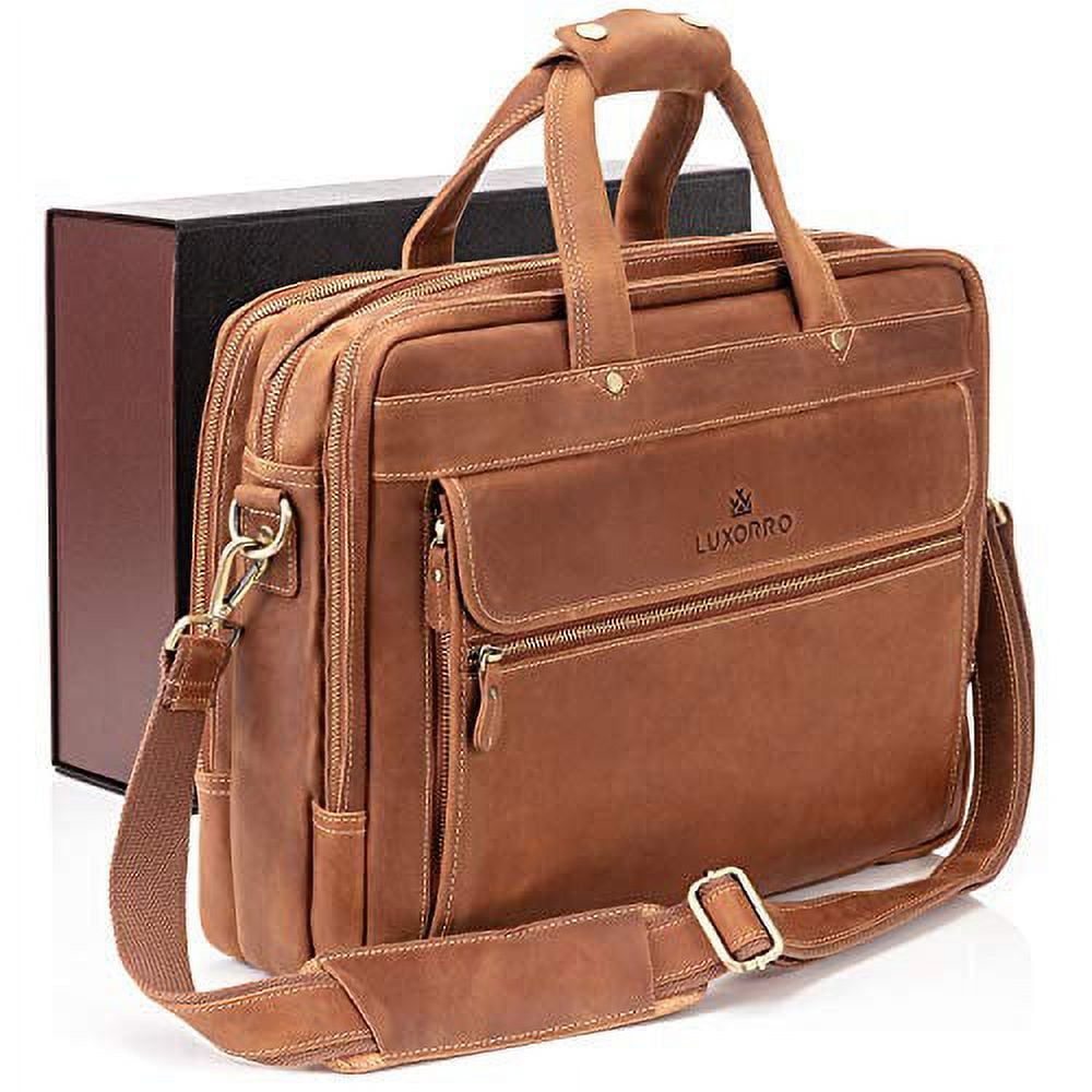 LOUIS STITCH Genuine Italian Leather Laptop Bag Messenger Briefcase Padded  Compartment with Adjustable Strap Extra Zip Compartments Bags Shoulder  strap Men (Russet Brown) : : Computers & Accessories