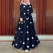 Luxoti A Line Casual Full Sleeves Round Neck Long Dress Womens or Womens Plus