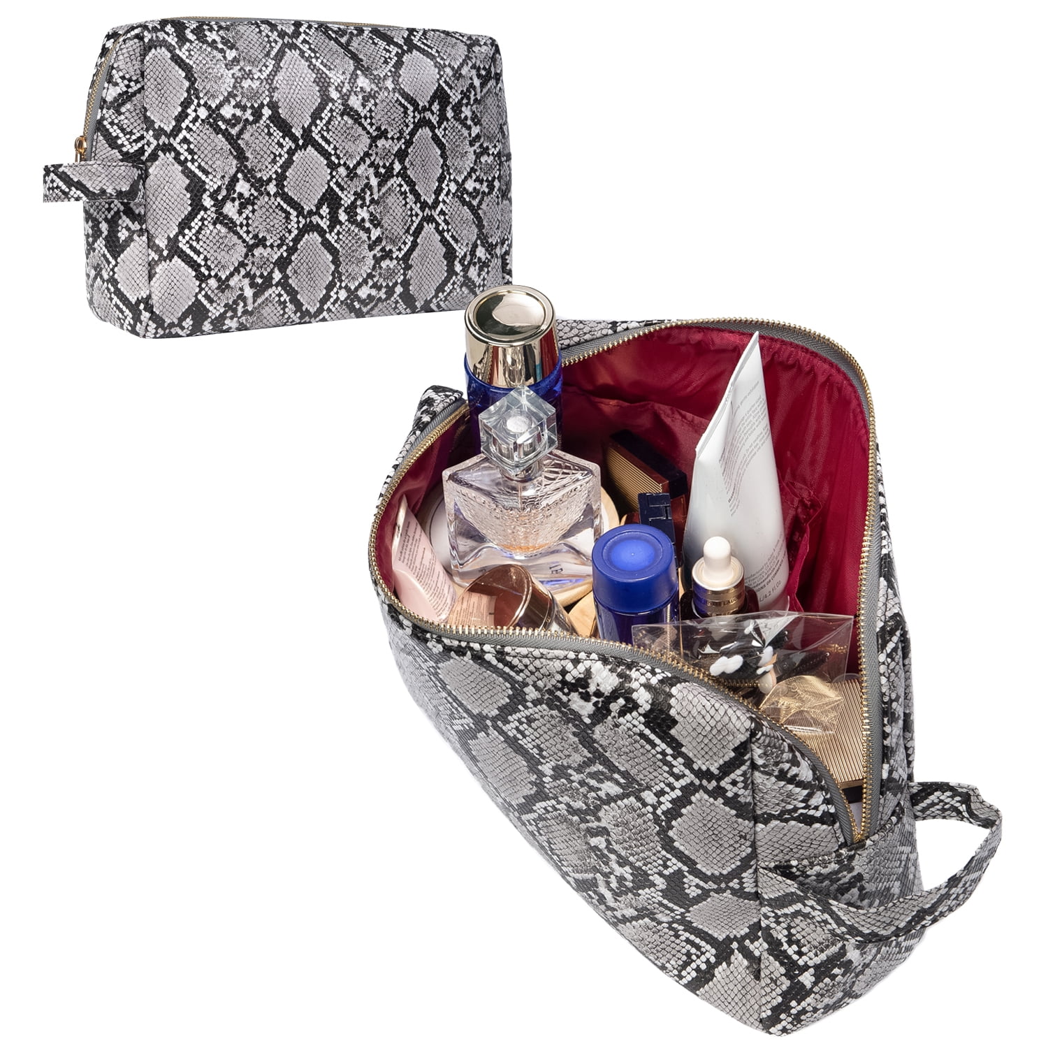 designer makeup travel bag CALPAK Medium Cosmetic Case and makeup securely in place and easy to access Luxouria Travel Checkered Makeup Bag