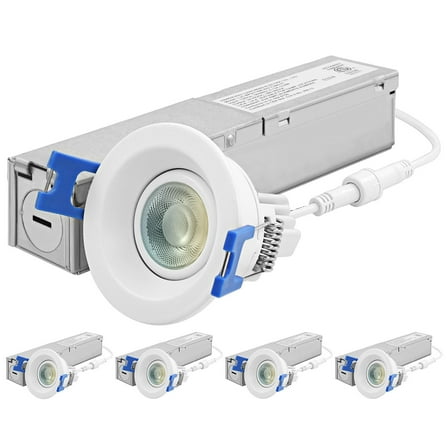 Luxrite 1" Gimbal Adjustable LED Recessed Light 12W 5CCT 1000LM Dimmable 4 Pack