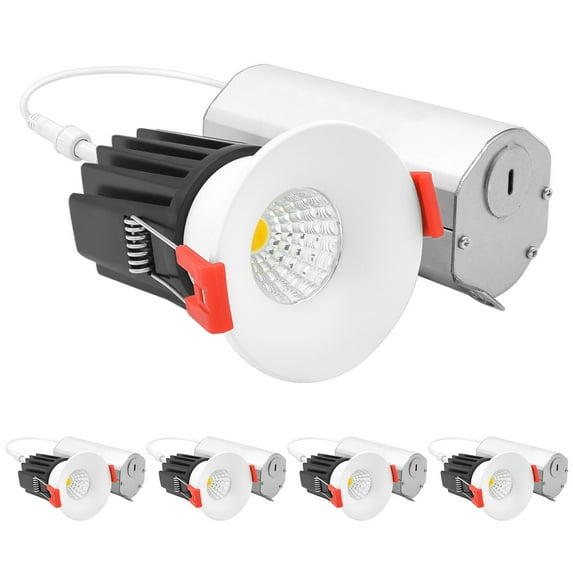 Luxrite 1 Inch LED Recessed Canless Regressed Light with J-Box, 9W, 5CCT, 800LM, Dimmable Spotlight, IC Rated ETL 4 Pack