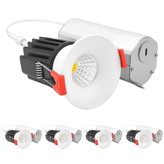 Luxrite 1 Inch LED Recessed Canless Regressed Light with J-Box, 9W, 5CCT, 800LM, Dimmable Spotlight, IC Rated ETL 4 Pack