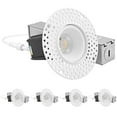 thumbnail image 1 of Luxrite 1 Inch LED Trimless Recessed Light with J-Box, 5CCT 2700K-5000K, 550LM, IC Rated, ETL 4-Pack, 1 of 7