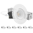thumbnail image 1 of Luxrite 1 Inch LED Trimless Recessed Light with J-Box, 5CCT 2700K-5000K, 550LM, IC Rated, ETL 6-Pack, 1 of 7